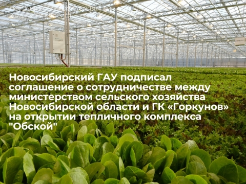 Новосибирский ГАУ подписал соглашение о сотрудничестве между министерством сельского хозяйства Новосибирской области и ГК «Горкунов»